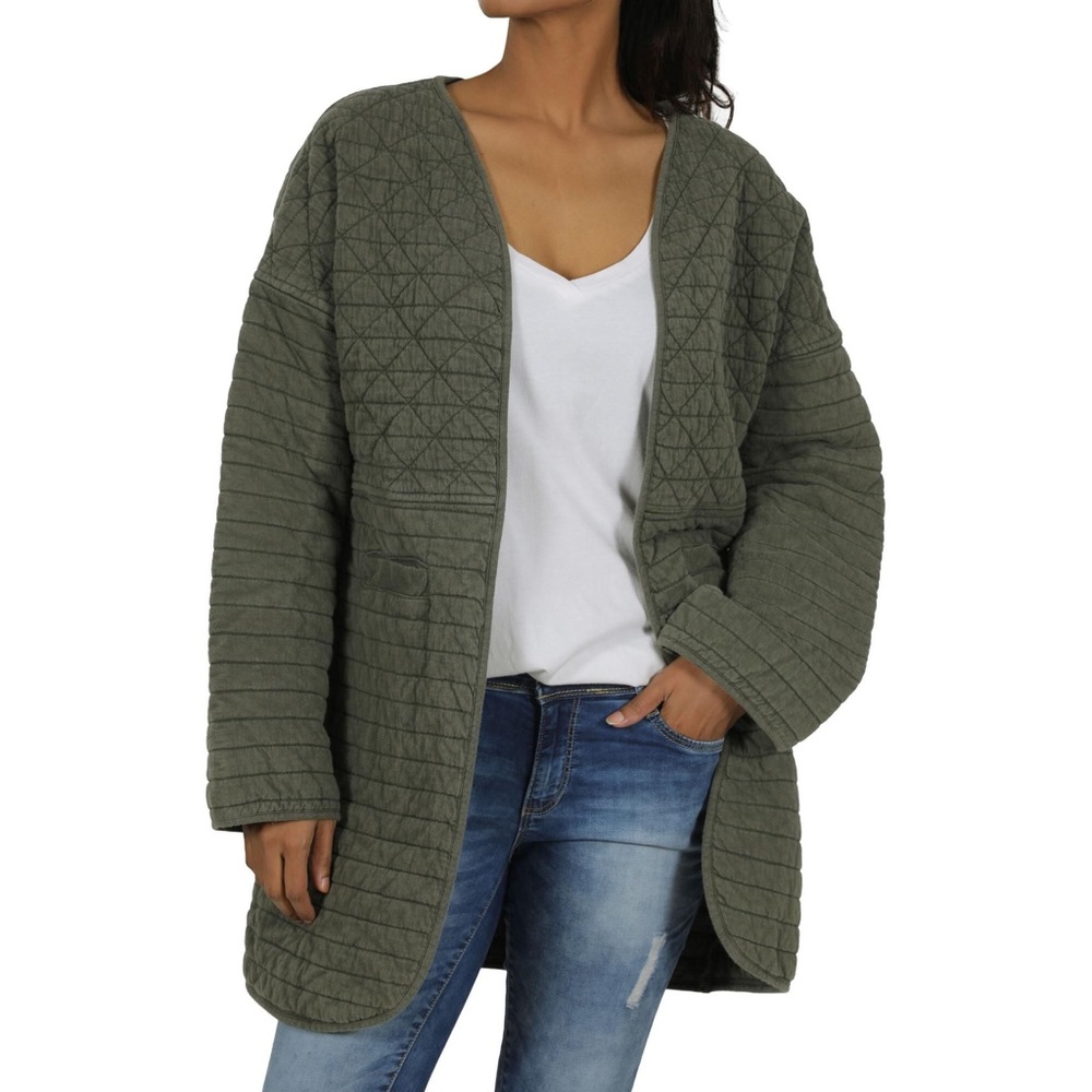 NWOT Army Green Quilted Kimono Jacket | S/M